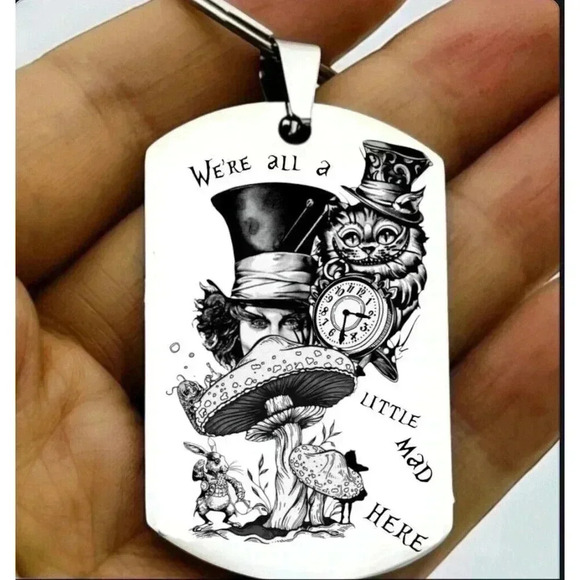 Alice In Wonderland Hatter Cat Tea Cup Hot Funny Cute Anime Keychain - Picture 1 of 1